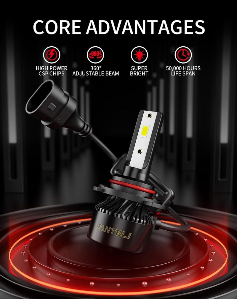 FANTELI 𝖧𝟣𝟣 & 𝟫𝟢𝟢𝟧 Bulbs Combo, 6500K Cool White 68000LM 800% Brightness, Backup 1:1 Size Plug and Play IP68 Waterproof Off Road Fog Lights, Pack of 4 - Image 2